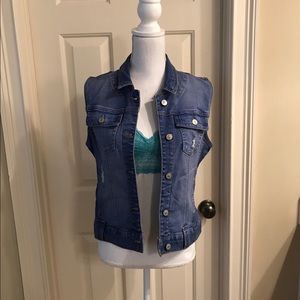 Vintage Royal Blue distressed jeans vest